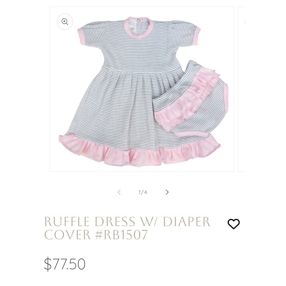 Paty Pima Cotton Ruffle‎ Dress, Made In USA, Baby Girl 3m, Dress Only